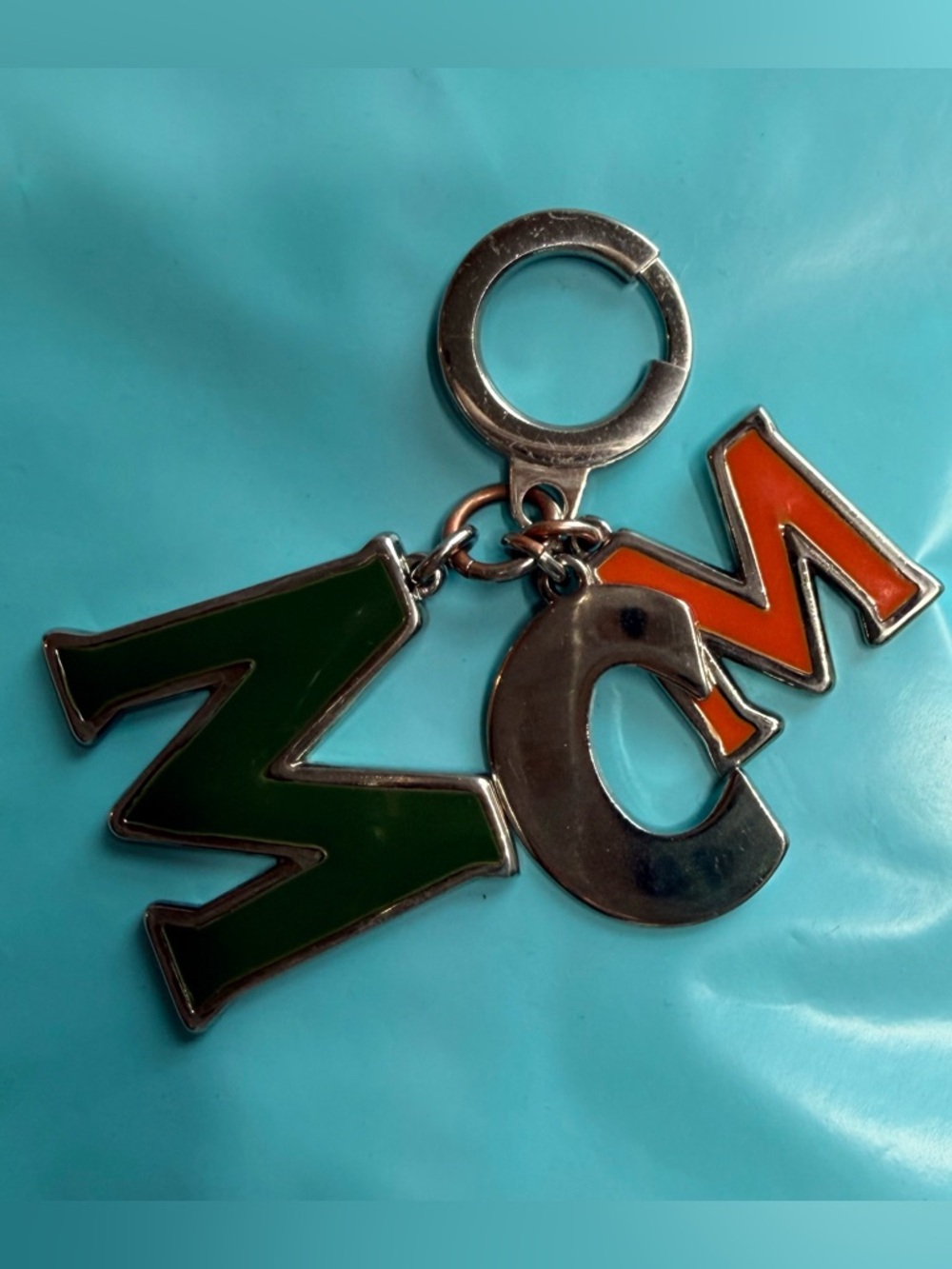 MCM Green and Orange Letter Charm Keychain